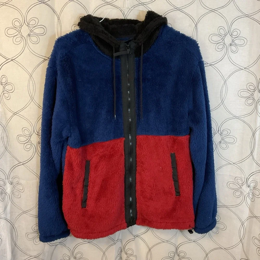 Men's Regular Fit Jacket - Original Use™ Dark Blue/red/black Hooded Size XL